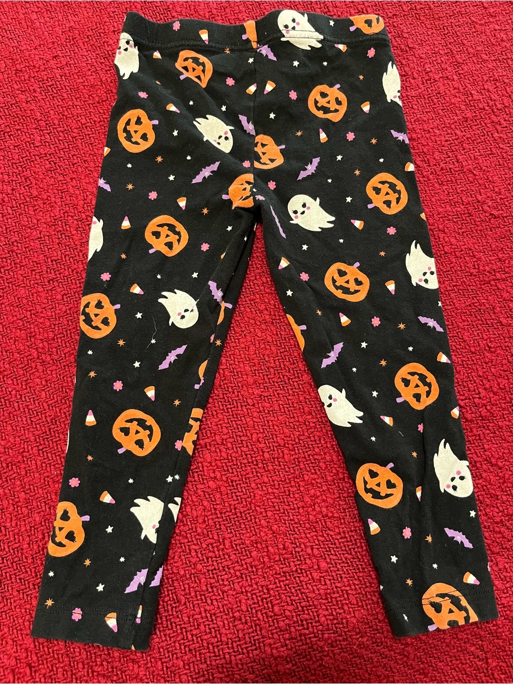 Kids Halloween Pumpkin & Ghost Leggings - Black